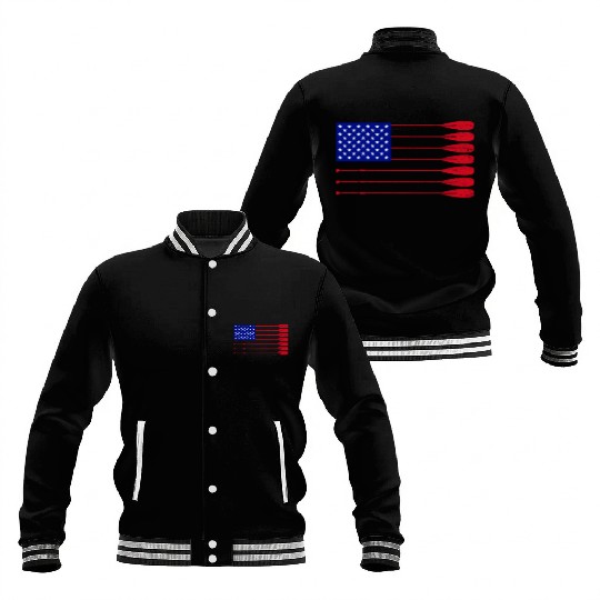 Cool Distressed American Flag Rowing Oar Funny Baseball Jackets