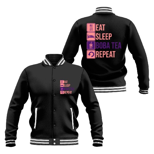 Eat Sleep Boba Tea Baseball Jackets