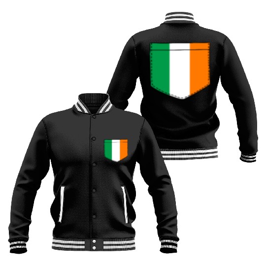 irish flag in a shape of a pocket Baseball Jackets