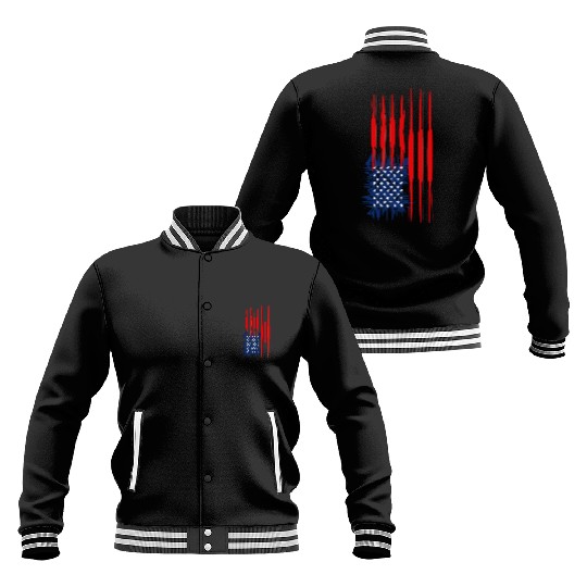 US Flag Vertical Baseball Jackets American Stars Stripes