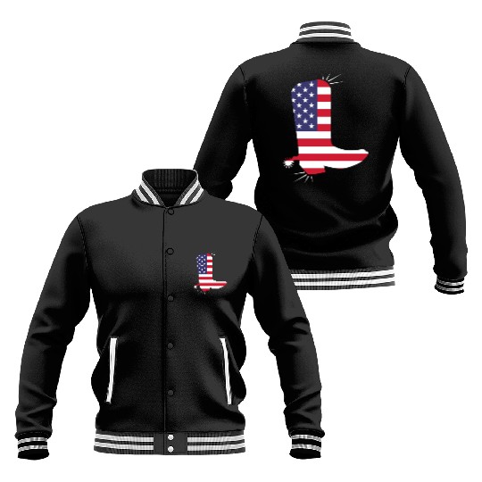 American Flag Cowboy Boot Stars And Stripes Baseball Jackets
