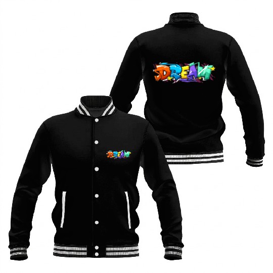 cool dream worde in gravity font Baseball Jackets