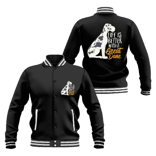 Life Is Better With A Spot Great Dane Cute Funny D Baseball Jackets