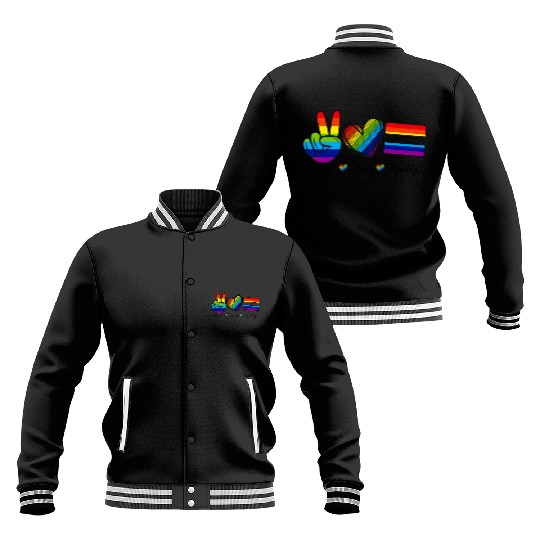 Peace Love Equality - Rainbow LGBT Tolerance Baseball Jackets