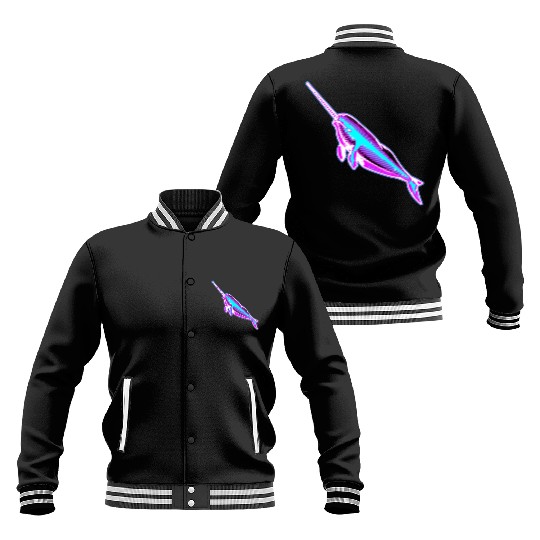 Synthwave Narwhal Baseball Jackets