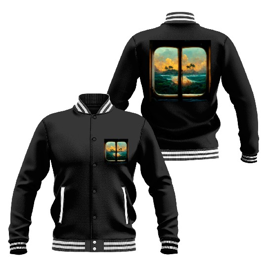 Paradise island painting Baseball Jackets
