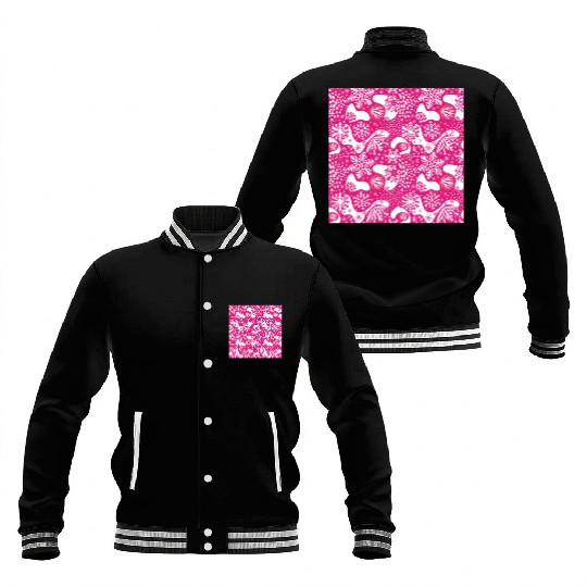 Abstract Pink Winter Pattern Baseball Jackets