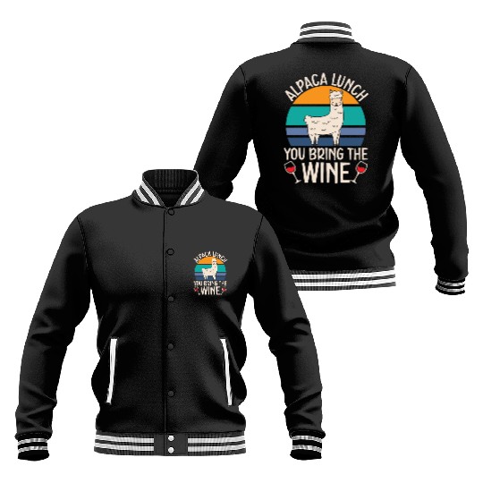 Alpaca Lunch You Bring The Wine Drinker Llama Baseball Jackets