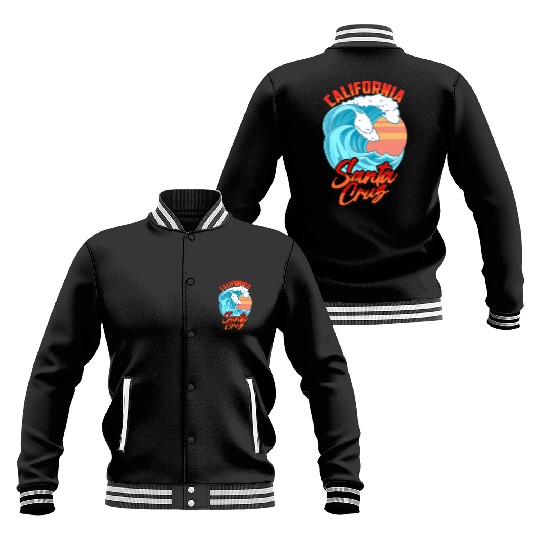 Santa Cruz California Waves Surf Beach Baseball Jackets