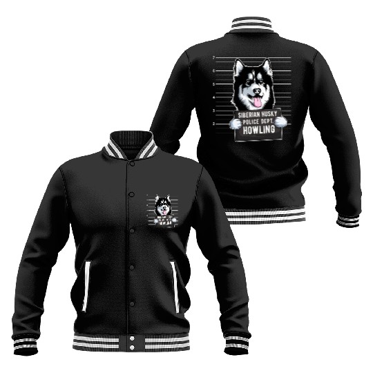 Husky Mugshot Dog Lover Baseball Jackets