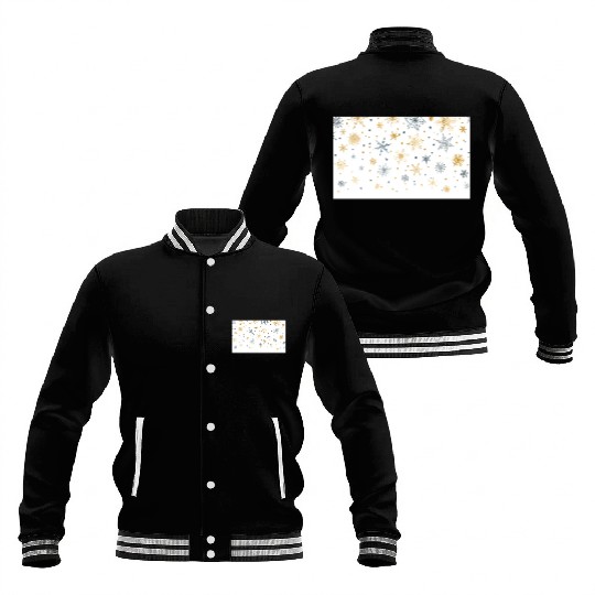 Elegant Snowflakes White Gold Silver Baseball Jackets