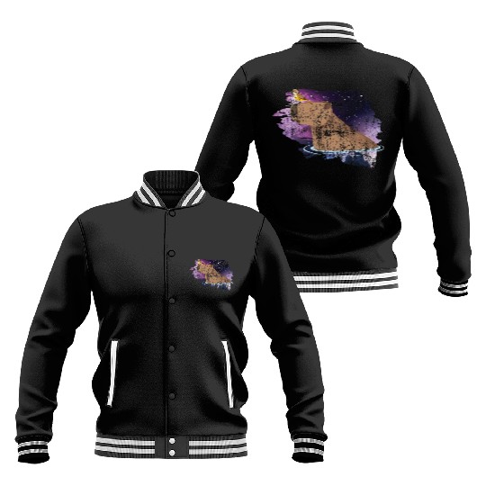 Distressed Capybara And Bird Nature Animal Rodent Baseball Jackets