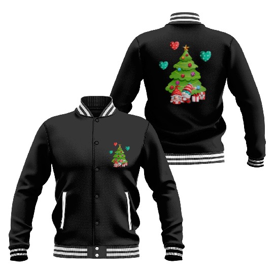 christmas is love, gnomes, christmas tree, love Baseball Jackets