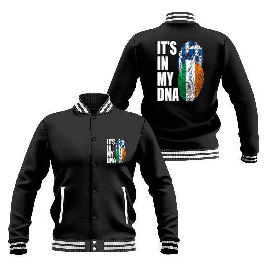 Greek And Irish Mix Heritage DNA Flag Baseball Jackets