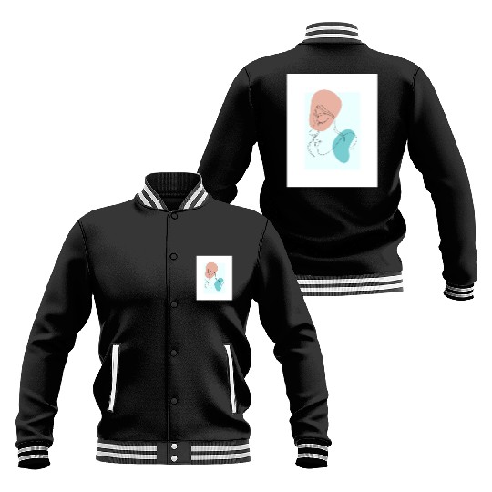 beige minimalist woman line art Baseball Jackets