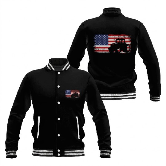 Farming Farmer American Flag Us Baseball Jackets