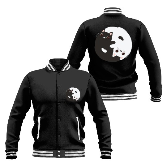 ying yang cat Baseball Jackets