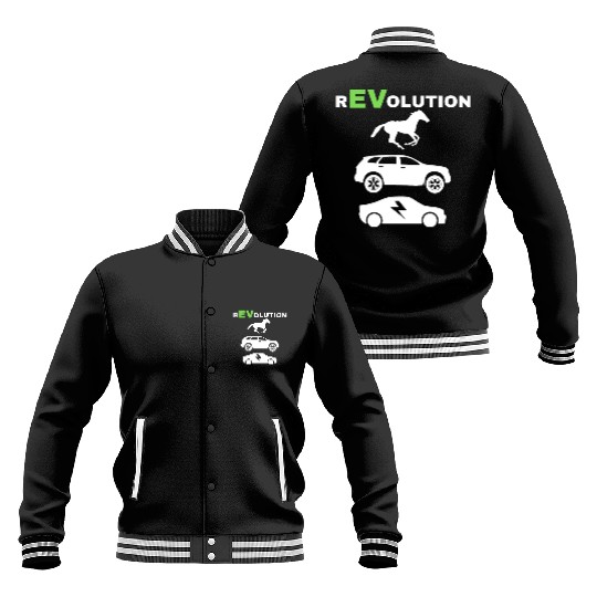 EV rEVolution with GREEN EV Text Horse SUV EV VERT Baseball Jackets