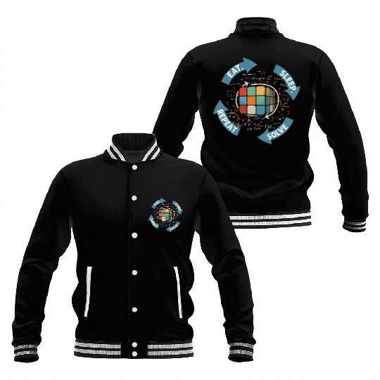 Eat Sleep Solve Repeat Math Speed Cubing Genie Baseball Jackets
