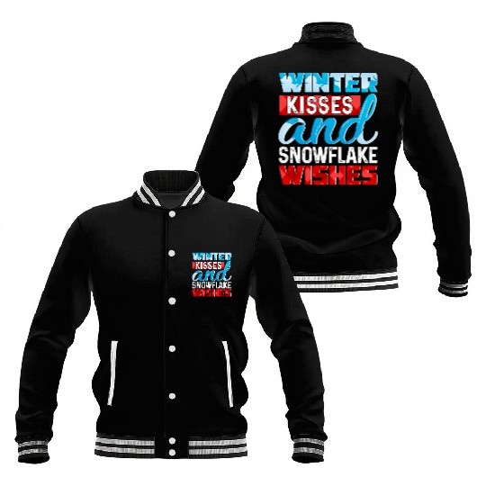 Winter Kisses And Snowflake Wishes Baseball Jackets