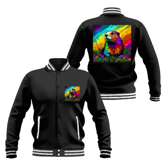 multicolor groundhog.groundhog day ,groundhog gift Baseball Jackets