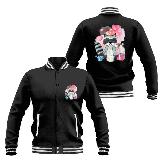 Raccoon Valentines Day Trash Panda Raccoon lover Baseball Jackets
