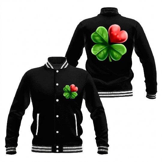 Four Leaf Clover Shamrock With Heart For St Baseball Jackets