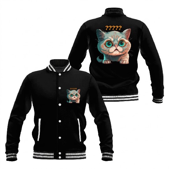 funny cat surprised Baseball Jackets