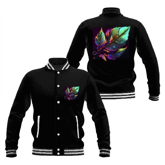 Vibrant Leaf Synthwave Baseball Jackets