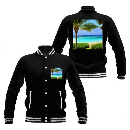 Beach view Palm tree print Baseball Jackets