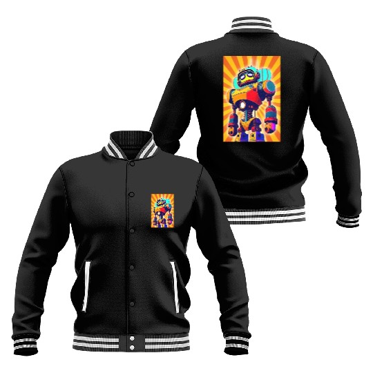 super hero cartoon iron man robot Baseball Jackets