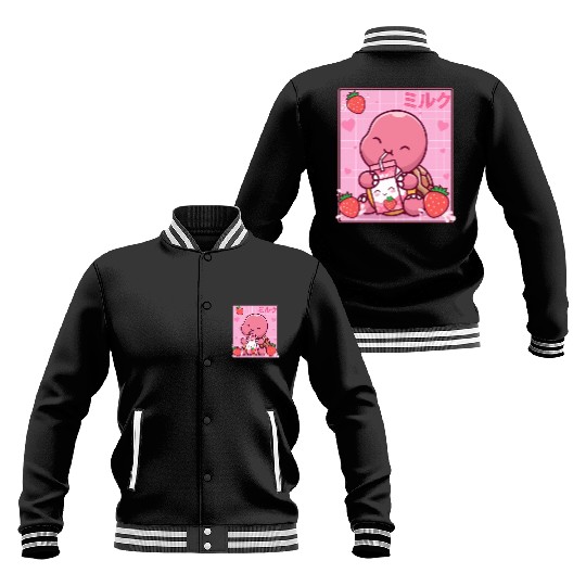 Kawaii Turtle Lover Strawberry Milk Shake Otaku Baseball Jackets