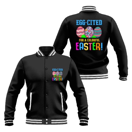 Easter Colorful Egg Dye Rabbit Egg Hunt Baseball Jackets