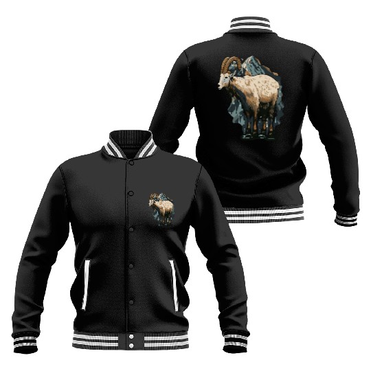 a mountain goat lives in the mountains Baseball Jackets