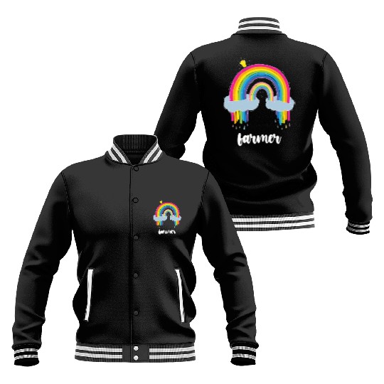 Farmer Farming Cute Boho Rainbow Baseball Jackets
