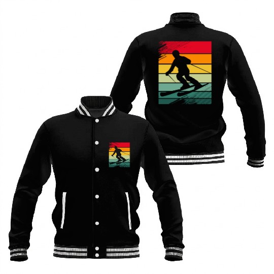 Winter Vacation Snow Skiing Vintage Ski For Men Baseball Jackets