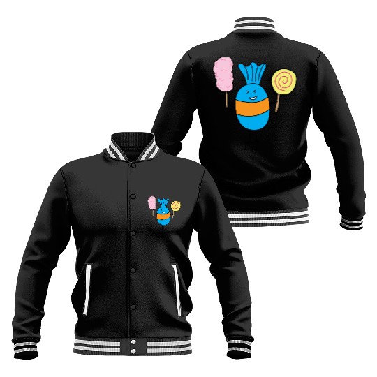 Cute Candy Holding Lollipop And Cutton Candy Baseball Jackets