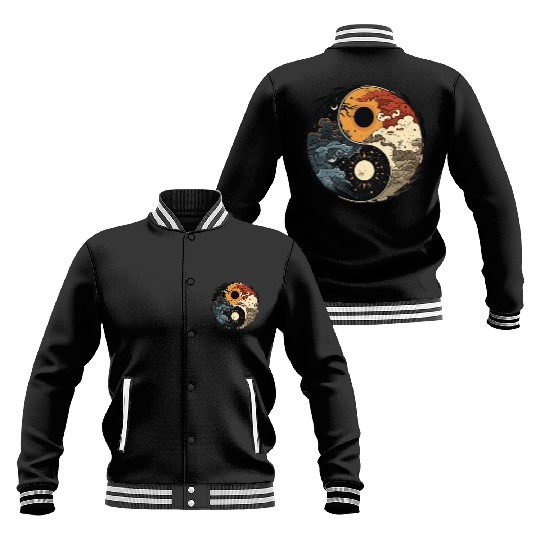Sun and moon yin yang Baseball Jackets