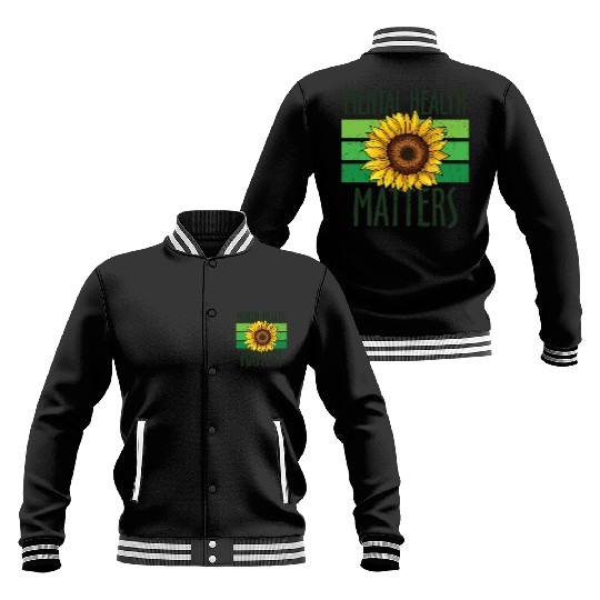 Mental Health Matters Green Sunflower Baseball Jackets