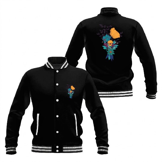 Vector Tattooed Art Flower Design. Baseball Jackets