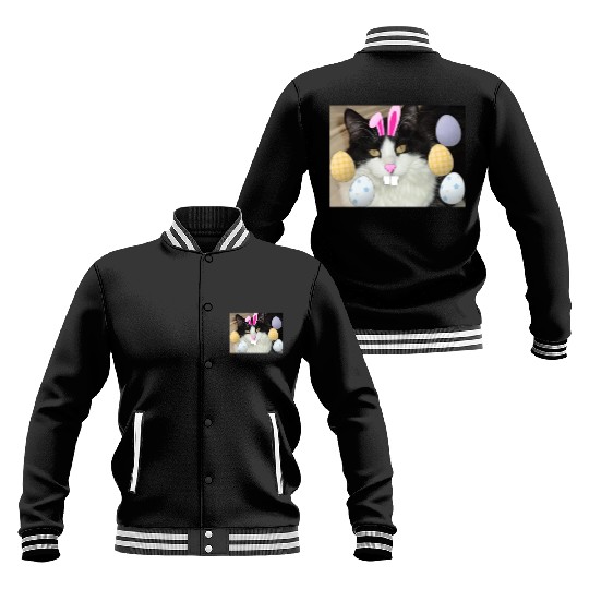Easter Bunny Cat Face Decor Baseball Jackets