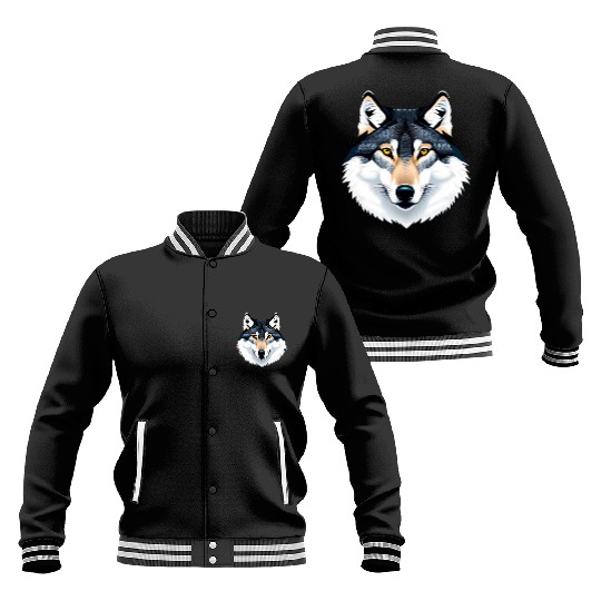 Wolf howling at the moon graphic Baseball Jackets