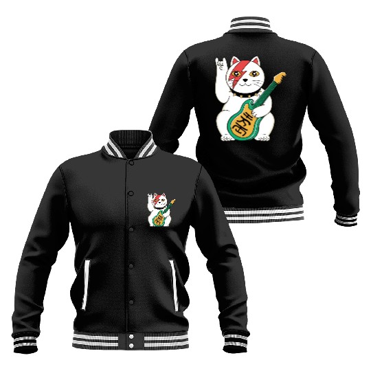 Lucky Cat Guitar Guitarist Baseball Jackets