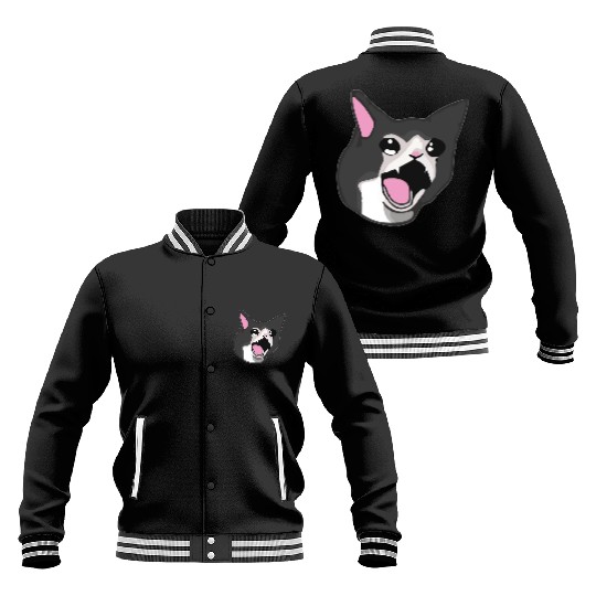 Yamero Crying Screaming Cat Meme Cute Japanese Baseball Jackets