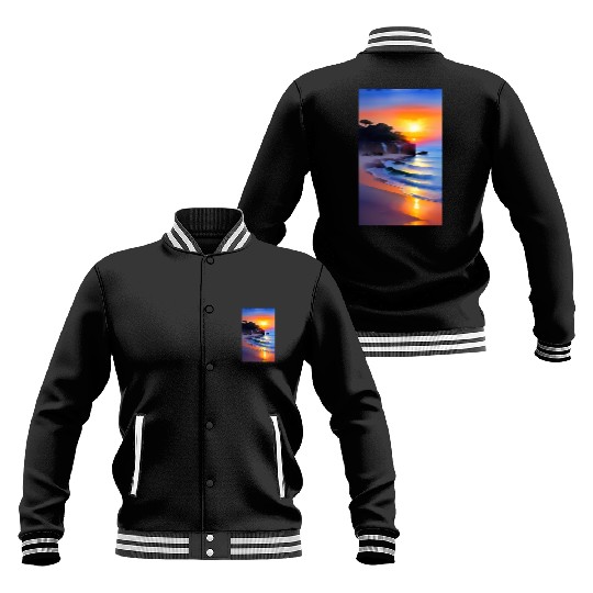 A sunrise with a seaside view Baseball Jackets