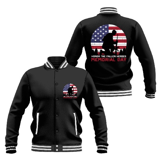 Honor The Fallen Heroes Memorial Day Us Flag Baseball Jackets