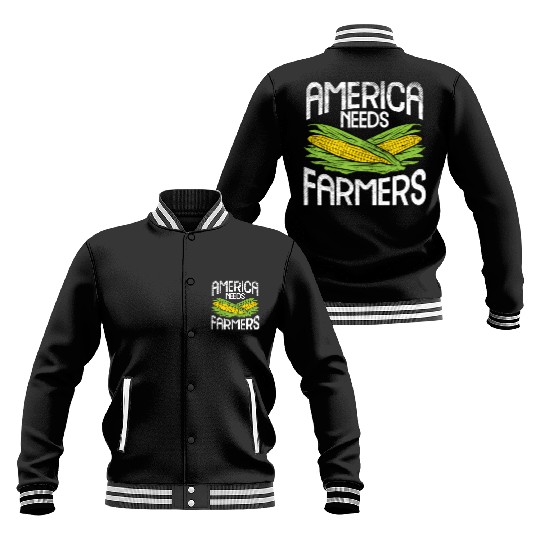 America Needs Farmers Agriculture Corn Farming Baseball Jackets