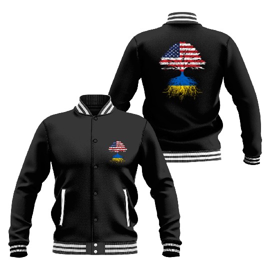 Ukrainian Roots Ukraine Us Flag Baseball Jackets