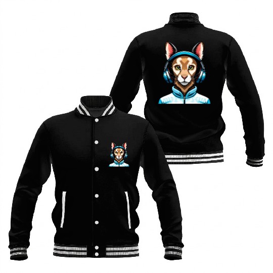 Cool rabbit with headphones Baseball Jackets