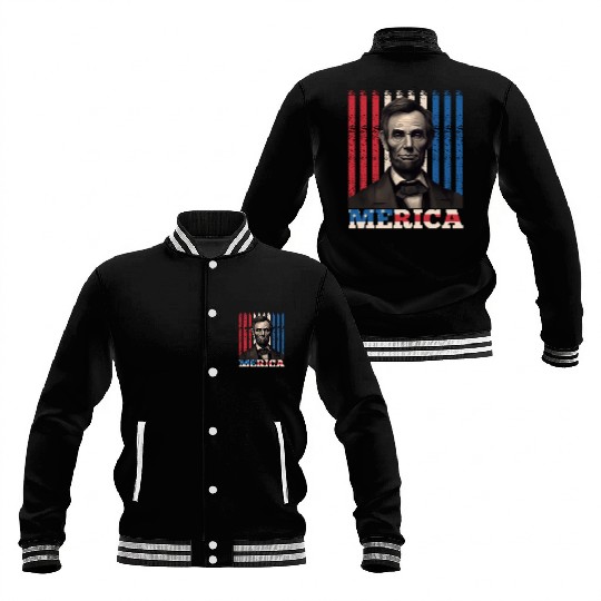 Merica Lincoln Independence Day Party 4th July Baseball Jackets